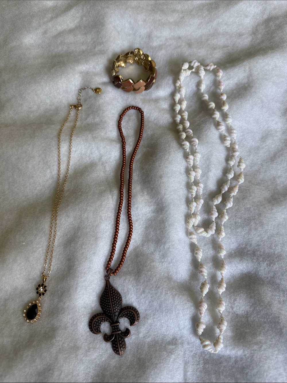 Gold and Brown Necklace and Bracelet